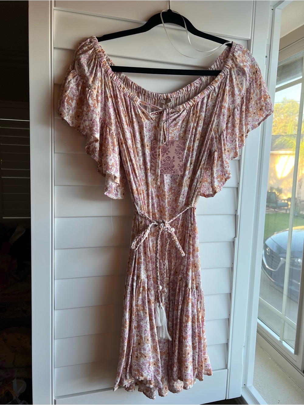 Mavi Pink Floral Off-Shoulder Midi Dress